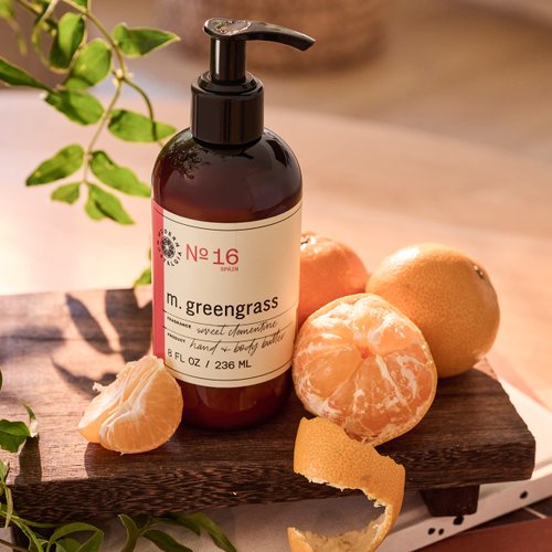 m. greengrass Sweet Clementine 8 oz hand + body butter