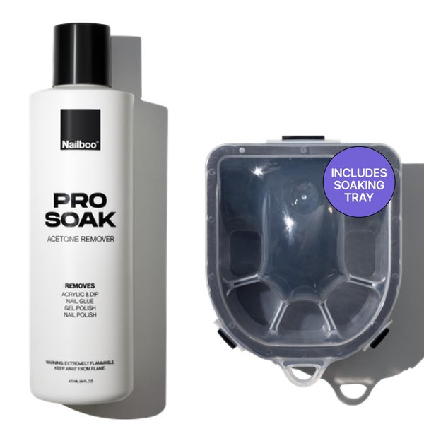 Nailboo 100% Acetone Nail Polish Remover & Soak Off Bowl - Gel Remover for Nails, Pure Acetone Polish and Dip Powder Remover - Salon Quality Removal for Polish, Gel, Acrylics & Dip - 16 Fl Oz