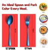 Blue Spoons and Forks, KITWARE 24 Pieces Silverware Set Service for 12, Color flatware, Stainless Steel CutleryTableware for Home, Travel, Hotel, Resturant, Dishwasher Safe