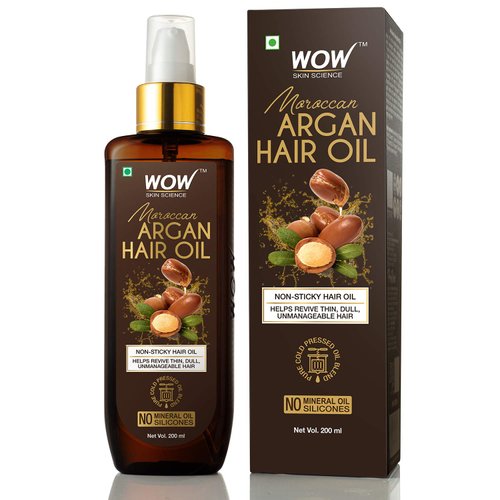 WOW Cold Pressed Moroccan Argan Hair Oil - No Mineral Oil & Silicones - 200ml