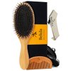 Belula Men's Hair Grooming Set: Boar Bristle Brush, Nylon Pin Brush, Wooden Comb, and Travel Bag for Styling