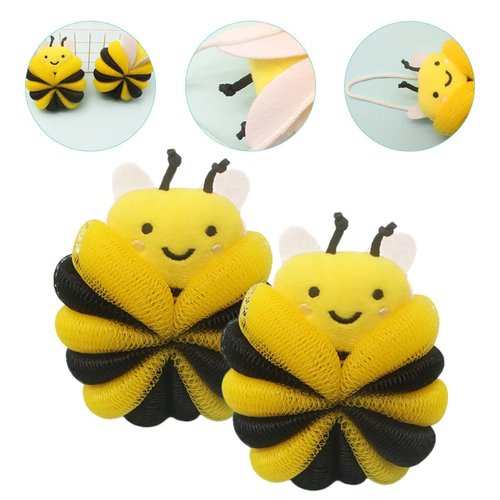 Bath Loofahs For 2Pcs Bee Design Shower Sponge Soothing Loofa Exfoliating Bath Sponge Body Scrubber Bath Sponges For Shower Bath Scrubber For Body