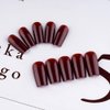 KQueenest Long Medium Press On Nails Coffin Nails Press Ons Gloss, More Burgundy Long Fake Nails For Women Girls, Thick Gel Square Tip Nails Acrylic False Nails Set, 24 Pcs