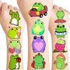 Cute Frog Temporary Tattoos Sticker Theme Themed Birthday Party Supplies Favors Decorations Decor 8 Sheets 85PCS Funny Tattoo Stickers Gifts for Kids Girls Boys Class School Rewards Carnival Christmas