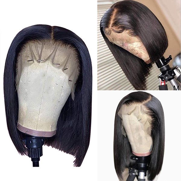 SUPERLOOK Straight Lace Front Wigs Human Hair Bob Wigs For Black Women 13x4 Lace Front Bob Wigs Human Hair Wigs Pre Plucked Hairline 200% Density 14inch