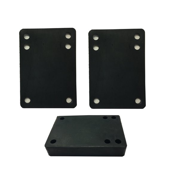 VJ Longboard Skateboard Riser Pads, Rubber, Set of 2, Size 3mm (1/8") 6mm (1/4") 12mm (1/2") 14mm Angle Wedge Riser Pads, Black (14mm)