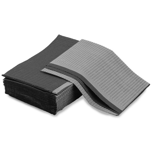 Lainrrew Disposable Dental Bibs, 50 Pcs Waterproof Patient Bibs Dentist Bibs Napkin Tattoo Bibs Sheets Cloths Tattoo Table Covers Clean Pad Tattoo Tray Covers Tattoo Supplies, 13 x 18(Black)