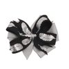 Black & Grey with Silver Feathers Hair Bow
