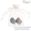 Parcelona French Glossy Square Very Small 3/4" Celluloid Set of 2 No Slip Grip Covered Spring Jaw Hair Claw Durable Styling Hair Accessories Women Strong Hold Girls Hair Claw Clips, Made in France