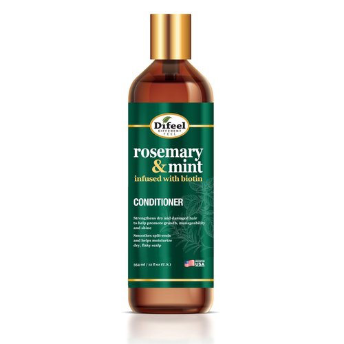Difeel Elevated Rosemary Mint Hair Conditioner with Biotin 12 oz. - Made with Natural Rosemary & Mint to Strengthen Dry, Damaged Hair, Promote Growth, Smooth Split Ends & Moisturize Dry Scalp