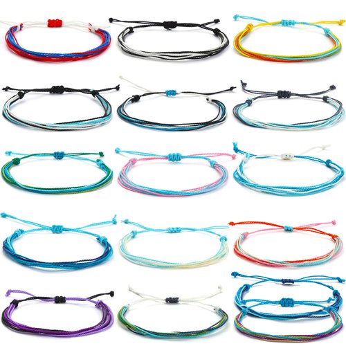 Starain 16Pcs Colorful String Bracelets for Women Girls Beach Handmade Waterproof Braided Rope Bracelets Set Adjustable