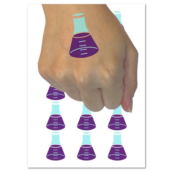 Glass Erlenmeyer Flask Chemistry Science Temporary Tattoo Water Resistant Fake Body Art Set Collection - 54 1" Tattoos (1 Sheet)