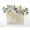 Faship Sparkling Navy Blue Crystal Floral Hair Comb