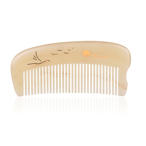 TAN MUJIANG Hair Comb for Women Sheep Horn Pocket-size Antistatic Scalp Massage 1pc