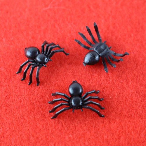 MYUBWTF 120 PCS Mini Fake Spider，Plastic Black Spider Toys, Simulated Insect Toys for Funny Prank Spider and Joke Halloween Party Supplies