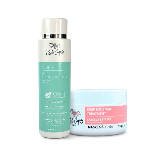 I Belli Capelli Venice Smoothing Keratin Kit, Keratin Hair Treatment Straightening Set-Brazilian Smoothing System & Hair Mask for Silky Soft Hair (250g)- Complete Keratin Treatment (Pack of 2)