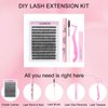 Lash Extension Kit 40D Lash Clusters Kit Lash Bond and Seal Waterproof Individual Lashes Kit DIY Eyelash Extension Kit Lash Remover Tweezers Brush DIY Lash Extension Kit (Set 40D-0.07D-9-16Mix)