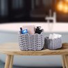 JooHome Small Woven Baskets, Decorative Square Storage Baskets for Pantry, Shelves, Living Room, Cotton Rope Organizer, Multi-Size, 2-Pack (Grey)