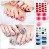 DANNEASY 20 Sheets Toe Nail Stickers Full Nail Wraps Self Adhesive Toenail Polish Strips Toes Nail Stickers Toenail Stickers Polish Manicure Sticker with Nail File, Cuticle Stick