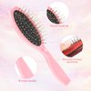 Wig Brushes for Synthetic Hair, 2 Pieces Stainless Steel Teeth Wig Brush Portable Synthetic Doll Wig Hair Brush Metal Wire Wet Hair Comb Hair Extension Brush Wig Brush for Women Girls Human Hair, Pink