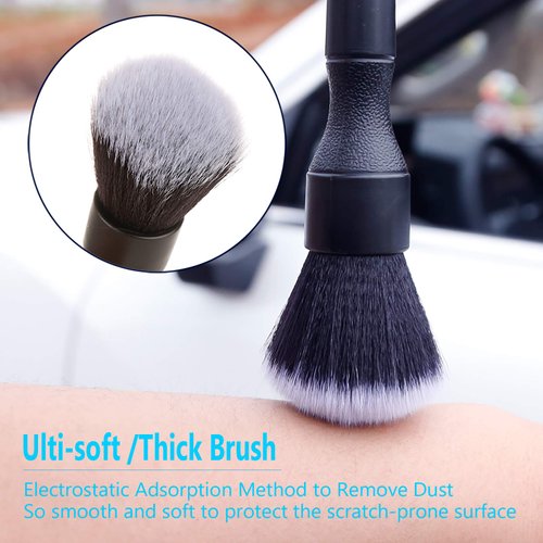 Ultra- Soft Car Detailing Brush Set, Auto Detail Brush Kit for Elegant Surfaces, Interior Exterior No Scratch for Cleaning Air Vent Engine Bay Emblems Dashboard Seat Wheel, Engine, Wheel Nut…