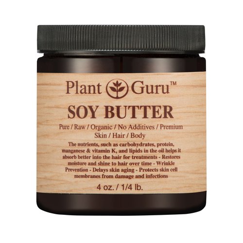 Soy Body Butter 4 oz. 100% Pure Raw Fresh Natural Cold Pressed. Skin Body and Hair Moisturizer, DIY Creams, Balms, Lotions, Soaps.