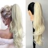 ZIRANJUAN Ponytail Extension Claw Clip in Ponytail Hair 20inch Long Curly Wavy Drawstring Ponytail Extensions Synthetic Pony Tails Hairpiece for Women Girls Blonde