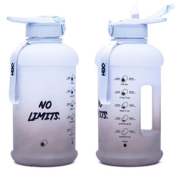 H2O Capsule INSPO Half Gallon Water Bottle with Time Marker and Straw Motivational Hydration Tracker Jug Big BPA-Free Food-Safe Leakproof Drinking Bottle Handle & Strap, Rocky Shore