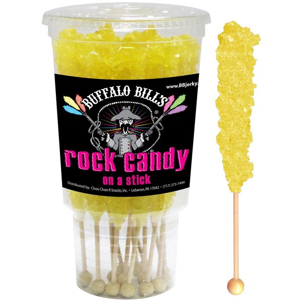 Buffalo Bills Banana (Yellow) Rock Candy On A Stick (12-ct cup yellow rock candy crystal sticks)