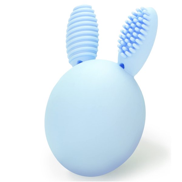 Bunny Eggy Teether Baby Teething Toy Rabbit Egg Rattle Toy Teething Pain Relief for Babies Boys Girls - Blue