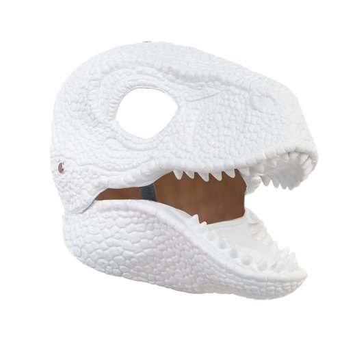 KJOCOS Dino Mask, Dinosaur Velociraptor Raptor Latex Masks Moving Jaw, Animal Head Blank Mask Halloween Costume Party Cosplay Gifts For Girls And Boys (White)