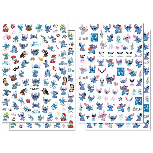 Nail Art Stickers Cute Cartoon Nail Art Decals 3D Self Adhesive Nail Sticker Kawaii Designer Anime Nail Stickers for Girls Kids Women Manicure Tips Decoration (4 Sheets 260+ Decals)