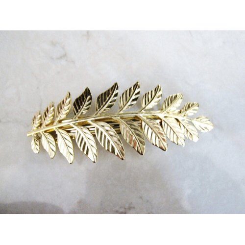 Gold or silver leaf hair clip clamp barrette (Color: Gold)