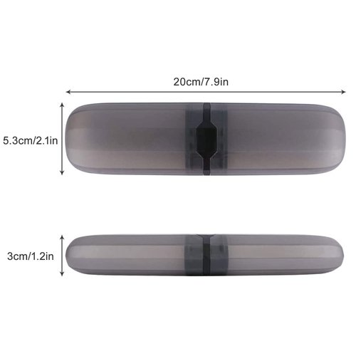 Yeeco Toothbrush Case 2 Packs, Transparent Black Toothbrush Travel Case, Plastic Toothbrush Holder Travel, 7.9”×2.1”×1.2” Portable Toothbrush Case for Traveling