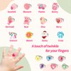 32-IN-1 Little Girls Jewelry Rings, Adjustable Toddler Ring in Box with 7 Pairs Clip On Earring, No Duplication Princess Dress Up Toy for Kids, Gift for 3 4 5 6 7 8 9 Year Old Girl Birthday Xmas Gifts