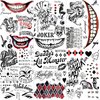 6 Sheets Halloween Joker Tattoo Sticker Decals, Damaged Joker Temporary Tattoos For Men Women Adults, Halloween Face HQ Tattoos Clown, Rave Party Accessories Costume Gothic Fake Tattoo Set