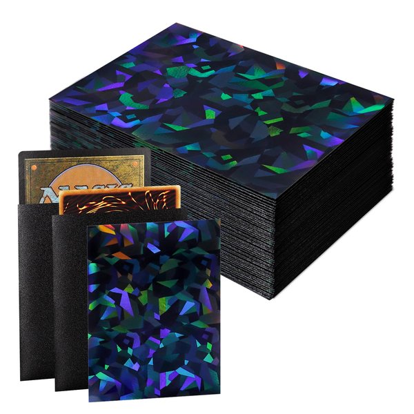 Katomula 100pcs Holographic Card Sleeves, Holographic Diamond Standard Size Card Sleeves for Poke, MTG, Yu-gi-oh, Anime Cards