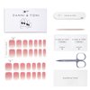 DANNI & TONI Semi Cured Gel Nail Strips Pink Ombre (Rosy Cheeks) French Gel Nail Stickers Glitters Glossy Nail Wraps 28 Stickers