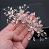 Lismyakey Wedding Hair Comb Clip Handmade Rhinestone Bridal Hair Comb Piece Brides Wedding Hair Piece Headpiece for Women (Gold)