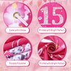 Pink 15th Birthday Decorations for Girls Boys Pink Happy 15th Birthday Door Cover Banner & 18Pcs Happy 15th Birthday Balloons Decorations for Hot Pink 15th Birthday Anniversary Party Supplies