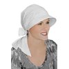 Krista Visor Scarf - Brimmed Head Wrap for Women - White Embroidered