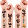 103 PCS Day of The Dead Dia De Los Muertos Temporary Tattoos Sticker Birthday Decorations Halloween Festival Mexican Sugar Skull Puppy Black Carnival Themed Party Favors Supplies Cute Boy Gifts Ideal