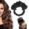 Overnight Hair Curlers for Long Hair | No Heat Curl Wrap with Soft Scrunchie (Black)