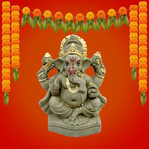 Clay Eco-Friendly Lord Ganesha Idol StatueVisarjan, Water Soluble Ganpati Statue, Terracotta Ganesh Chaturthi Idol, Ridhi Sidhi Idol,Home Decor, Pooja Puja (4'' Sandstone), Multicolor (Ganesh Murtis)
