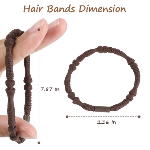 OHCISP Boho Hair Ties, 20 PCS of 4 Styles Cute Hair Bands for Thick or Thin Hair,No Damage Hair Tie Bracelets,Brown Elastic Hair Accessories for Girls and Women
