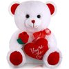 Sumind Valentine Bear Plush Stuffed Animals Gift 10 Inch Cute Plush Animals Heart Holding Soft Plush Toy for Valentine's Day, Mother's Day, Wedding, Anniversary, Birthday (White Bear)