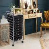 ReunionG 10-Drawer Rolling Storage Cart, Black, 15"D x 11.5"W x 2.5"H