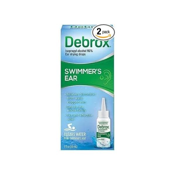 Debrox Swimmer's Ear Drying Drops for Adults & Kids, 1 Fl oz. (Pack of 2)