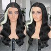 Skunk Stripe Lace Front Wig, 6x5 Wear and Go Glueless Body Wave Synthetic lace front Wigs, 26Inch Pre Plucked Pre Cut HD Lace Frontal Wig With Hair (Skunk Stripe, 6x5)