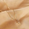 Tewiky Cross Necklace for Women, Dainty Simple 14k Gold Plated Cross Pendant Cute Necklaces for Teen Girls Gold Jewelry